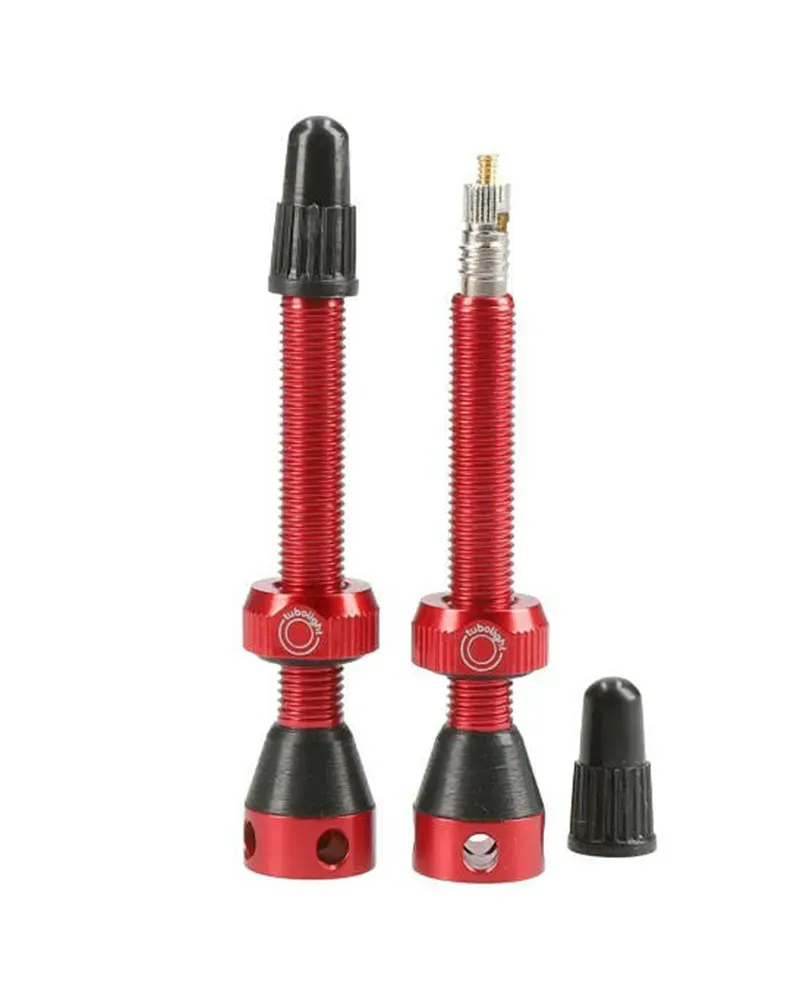Tubolight Tubeless 50mm Valve Pair in Red